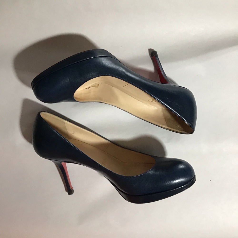 auth CHRISTIAN LOUBOUTIN size 35.5 navy platforms - Picture 7 of 8